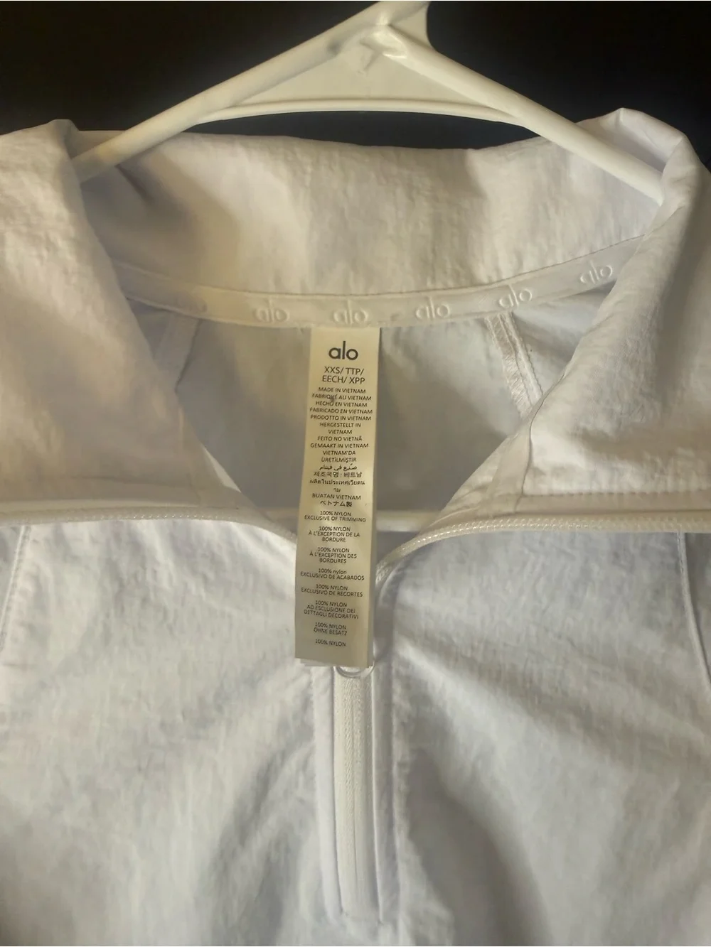 Alo white cropped quarter zip top pullover drawstring waist Size XXS